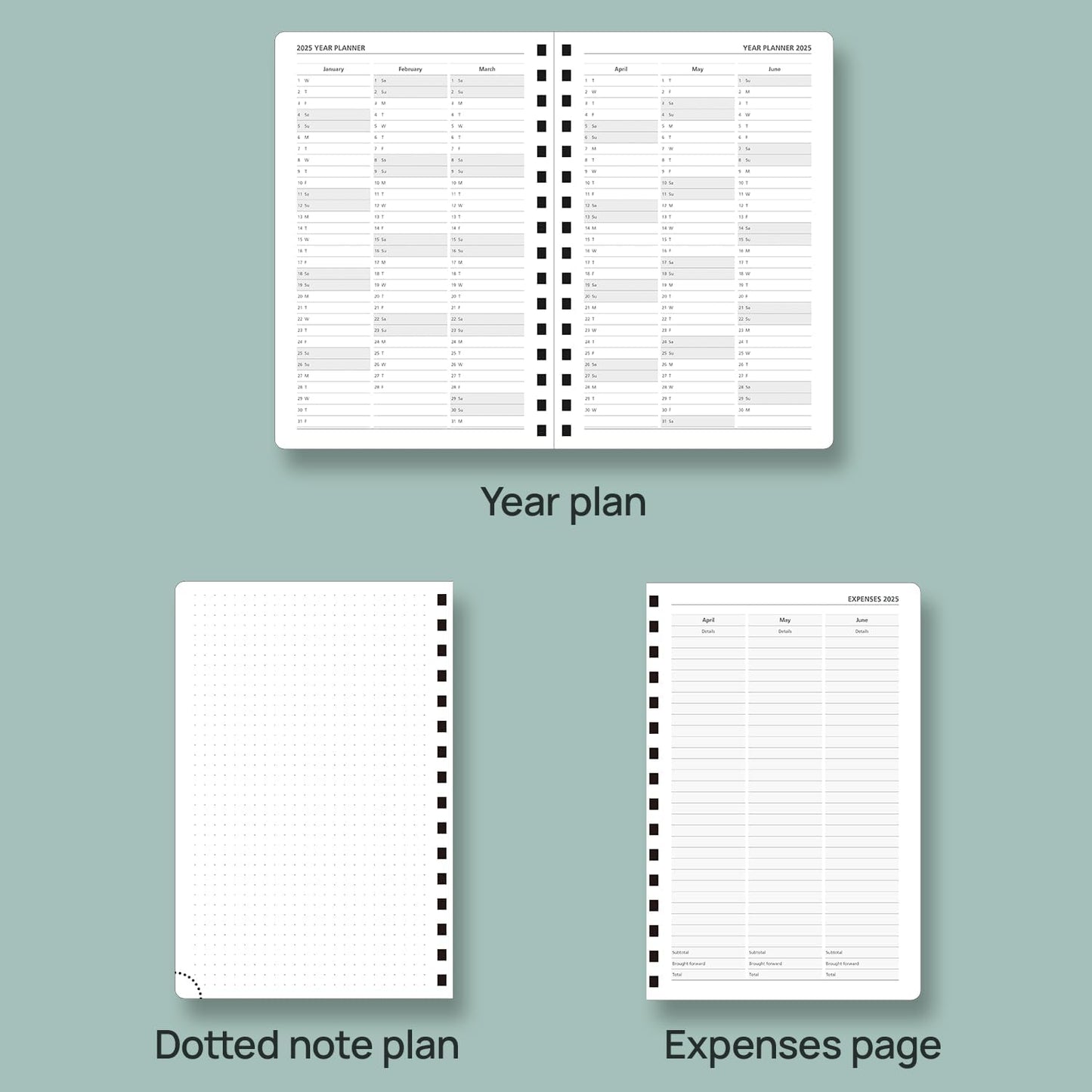 POPRUN Academic Daily Planner 2025-2026 One Page A Day - [5.75" x 8.5"- Spiral Hard Cover], Appointment Book (July 2025 - June 2026) with Monthly Calendar - Burgundy