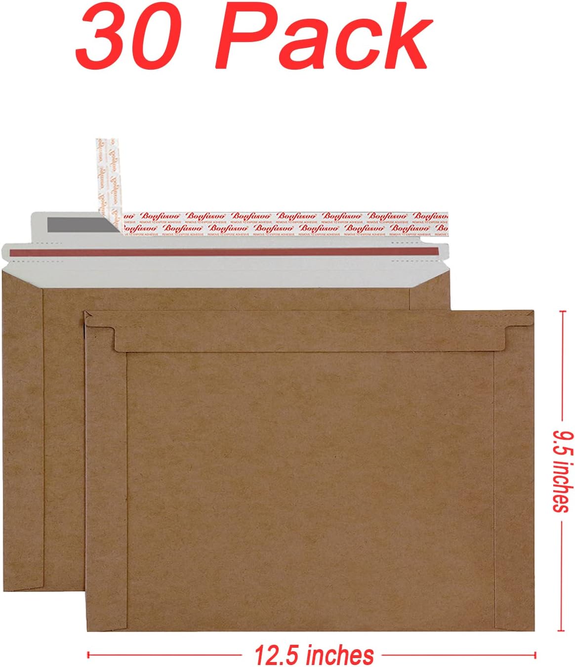 Rigid Mailers 30 Pack 9.5 x 12.5 inches Brown Self Seal Stay Flat Bulk Cardboard Kraft No Bend Mailers Peel and Seal for Document Photos Pictures Papers Files CD
