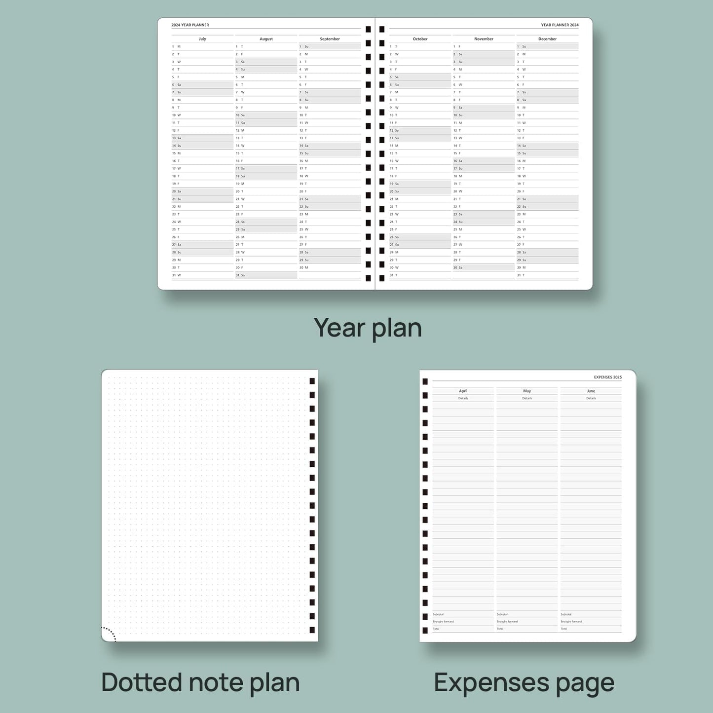 POPRUN Academic Planner 2025-2026 (July 2025-June 2026), Daily Weekly and Monthly Appointment Book (Wirebound Hard Cover - 10'' x 8'') with Hourly Time Slots, Tabs, 100 GSM - Black