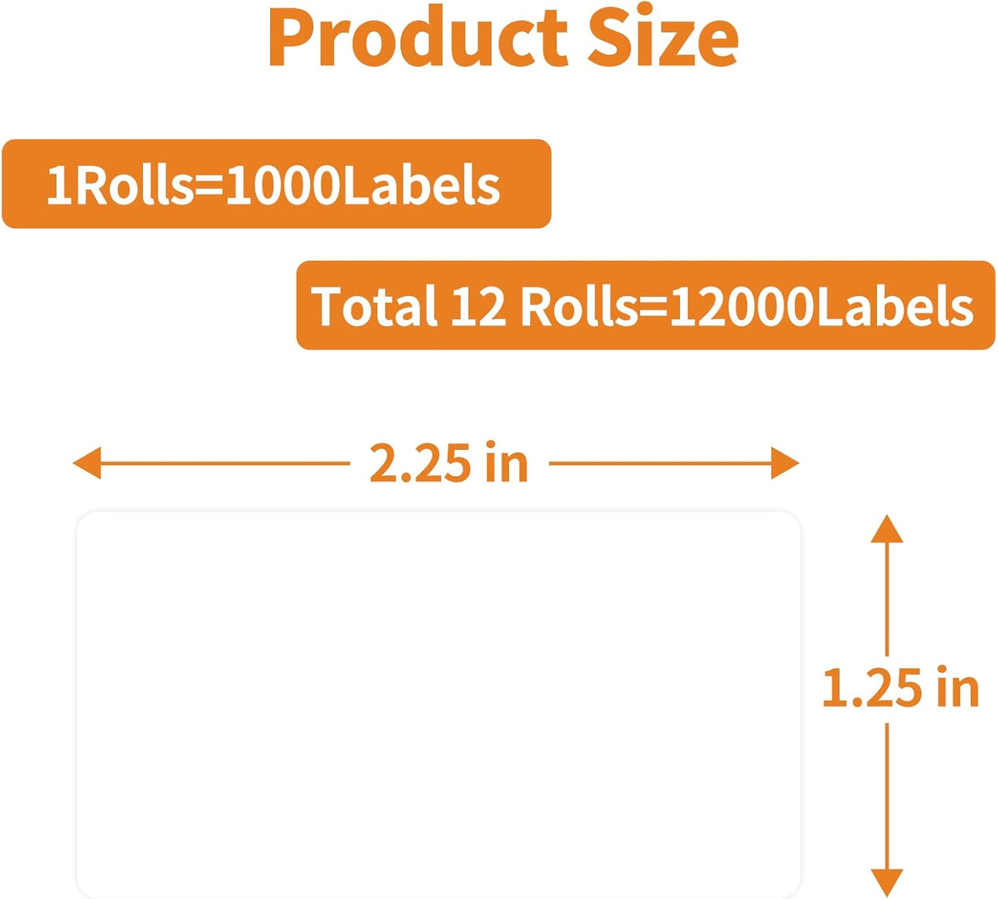 MFLABEL 12 Rolls Thermal Shipping Labels (12,000 Labels) - 2.25 x 1.25 Inch Direct Thermal Perforated Stickers for FBA, Barcode, SKU, Packaging – Compatible with Zebra, Rollo, Munbyn Thermal Printers
