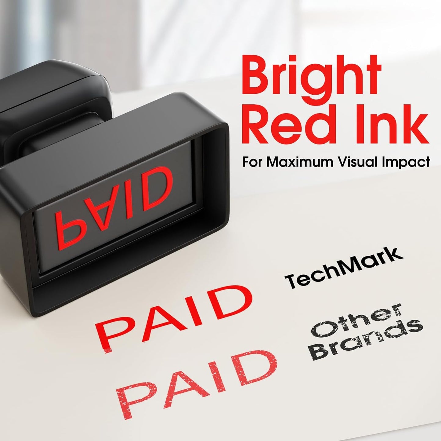 Paid Stamp Self Inking for Office, Accounts Payable, Retail Use, Business. Auto-Ink Technology, Clear & Continuous, Efficient Stamping - Bright Red Ink