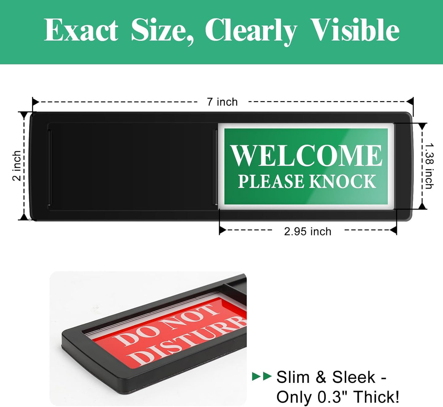 Privacy Door Sign - Do Not Disturb/Welcome Office Decor Sign with Clear Bold & Colored Text, Non-Scratch Magnetic Slider for Home Office Restroom Conference Hospital Hotel- Black
