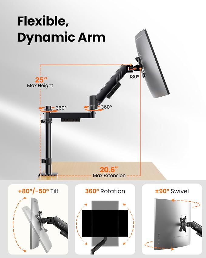 ErGear Dual Monitor Stand, Stacked Monitor Mount - Image 5