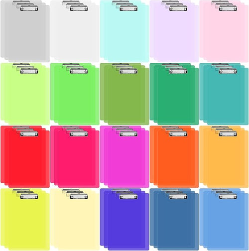 60 Pcs Plastic Clipboards Bulk 20 Assorted Colors 12.5 x 9 in Clear Colored by UZLUbuywithconfidence