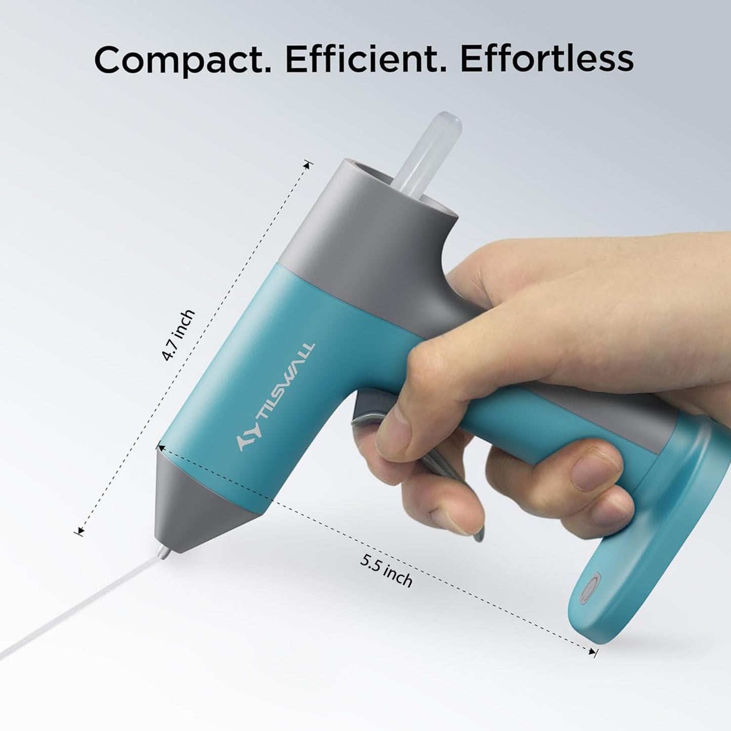 Tilswall Cordless Hot Glue Gun, Rapid 30s Preheat, Mini glue gun and sticks set with 2000mAh Type-C Rechargeable, Smart Power Off, 20 Premium Glue Sticks, Ideal for DIY Crafts, Gift Making Blue