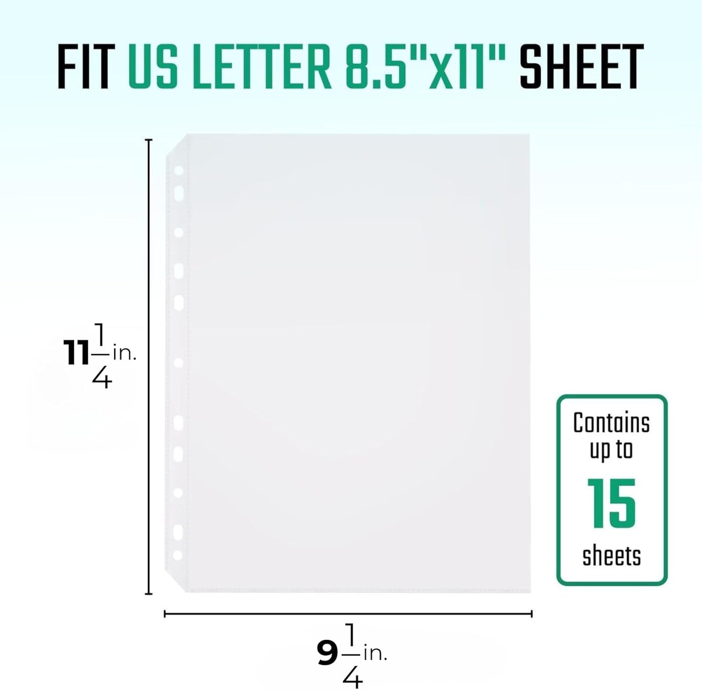200 Pack, 8.5 x11 Clear Sheet Protectors, Non-Glare, Extra Heavy Duty Page Protectors for 3 Ring Binder, Top Loading Plastic Sleeves