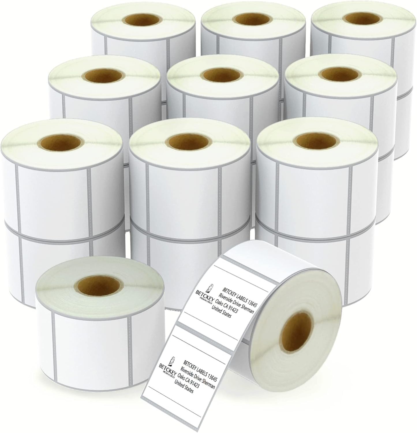 BETCKEY - 2.25" x 2" (57 mm x 51 mm) Multipurpose & Address Labels Compatible with Zebra & Rollo Label Printer,Premium Adhesive & Perforated [20 Rolls, 14000 Labels]