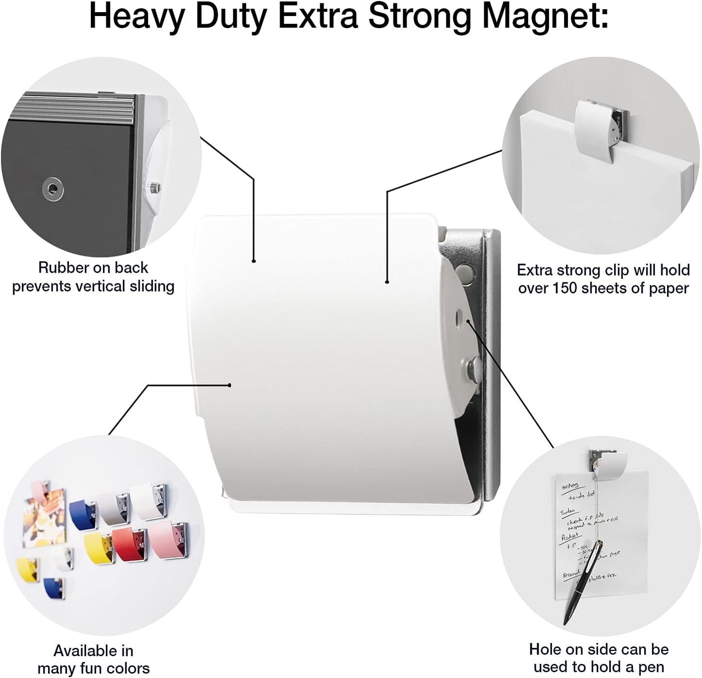 Plus Extra Strong Magnetic Clips, Large White, 3-Pack