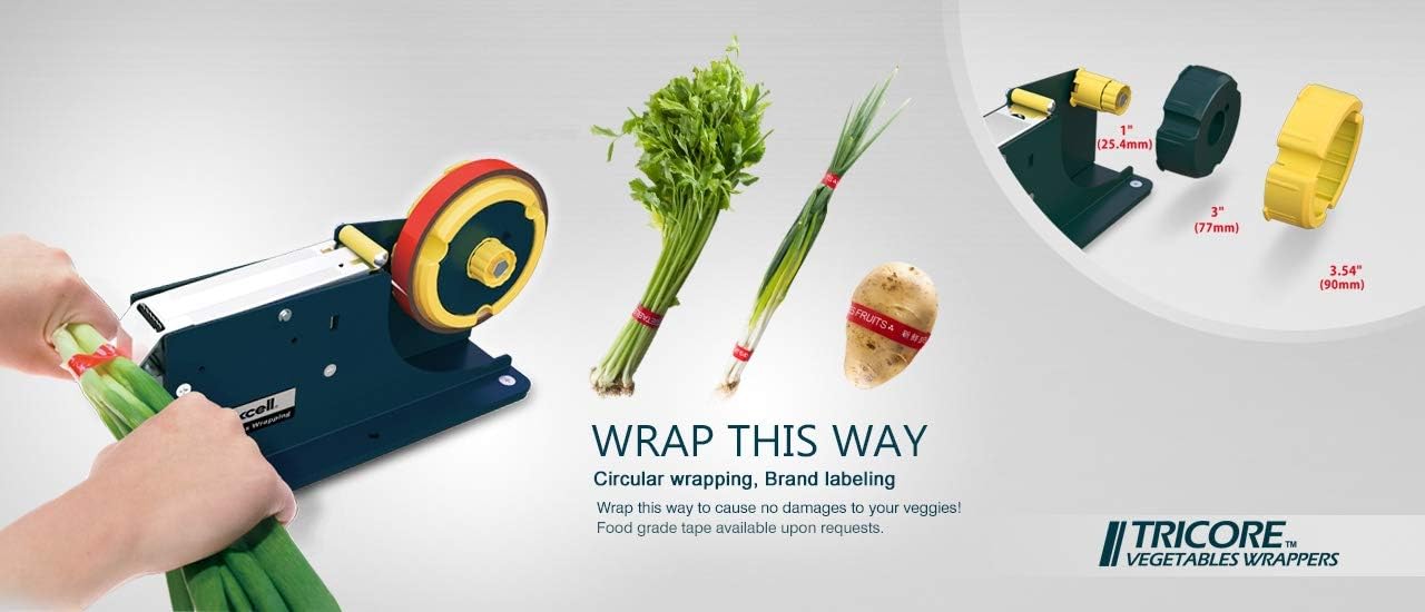 WOD Heavy Duty Steel Housing, Vegetable Wrappers Bag Sealer Taper Dispenser with Safety Lock (Pack of 6) - for Packaging Vegetables or Ground Meats: Up to 1 inch Wide (Holds 1", 3", & 3.5" inch Core)