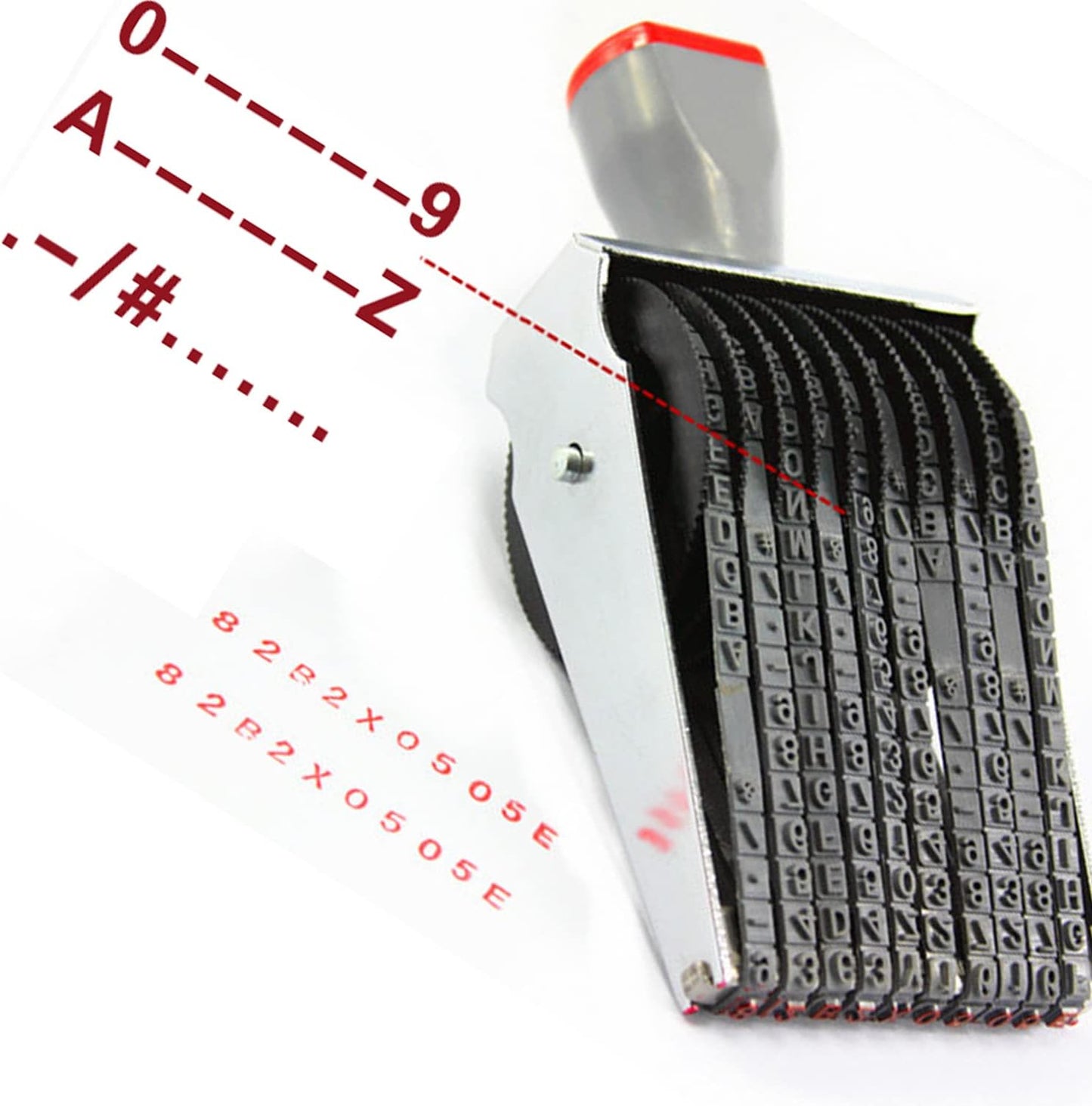 ZENG 10 Digits Multi-Function Changeable Symbols, Numbers 0-9 & Alphabet A-Z Rubber Stamp for Office, School, Packaging, Imprint Size 60 x 3.5 mm, Multicolo