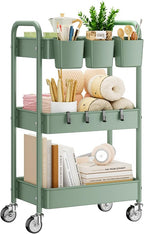 YASONIC 3-Tier Rolling Cart, 66 Pounds Capacity, Mesh Storage Organizer by YASONIC