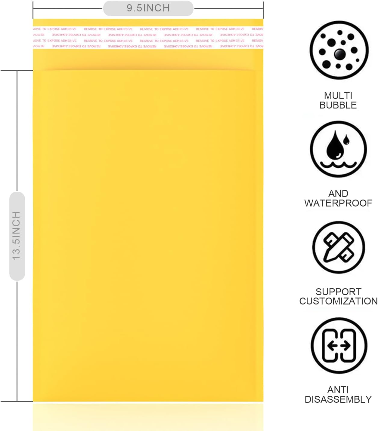 9.5 x 13.5 inch 50 Pack Kraft Bubble Mailers, Yellow Padded Mailing Envelopes, Lightweight Self Seal Padded Shipping Bags Kraft Envelopes