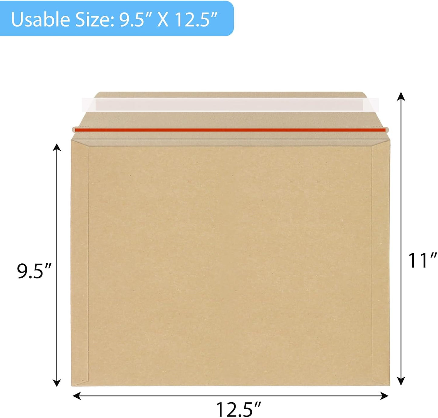 50 Pack Rigid Mailers 9.5x12.5 inch, Self Seal Photo Document Mailers, Stay Flat Kraft Cardboard Envelopes for Photos, Document, CD(Kraft Browm)