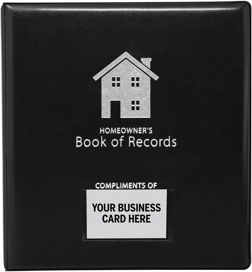 Homeowner's Book of Records Binder, Organize Household Receipts and Home Repair Record Keeping (Black)