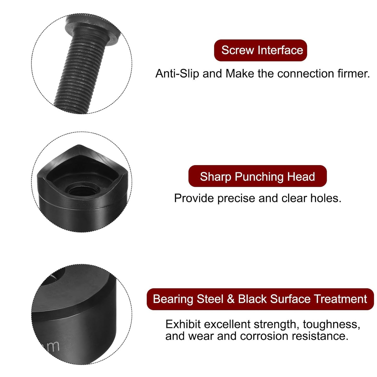HARFINGTON Sheet Metal Punch Hole Punch 35mm Bearing Steel Precise Cutting Manual Knockout Kit with External Hex Shank for Metal Steel Plate Sink Stainless Steel, Black
