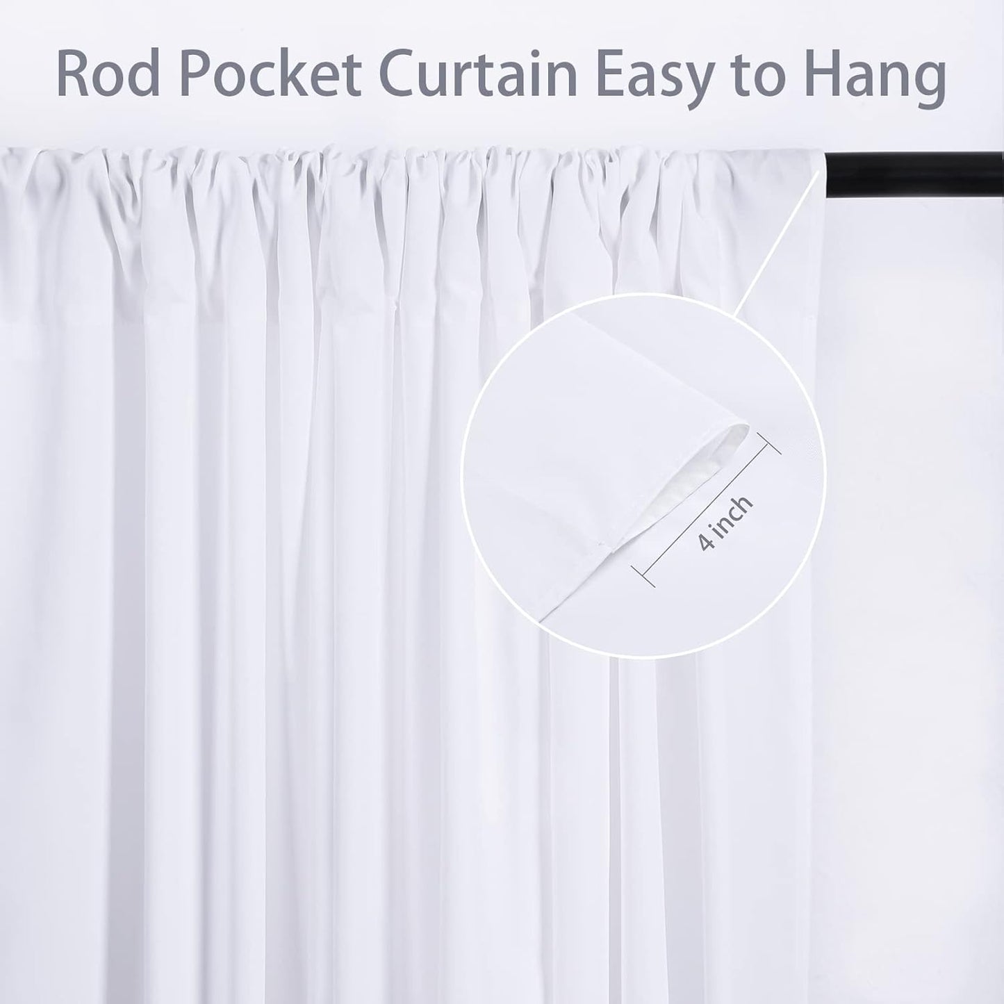 White Backdrop Curtains 30ft x 10ft: Polyester Photography Backdrop Drapes - Wedding Party Photo Shoot Background 6 Panels 5x10ft