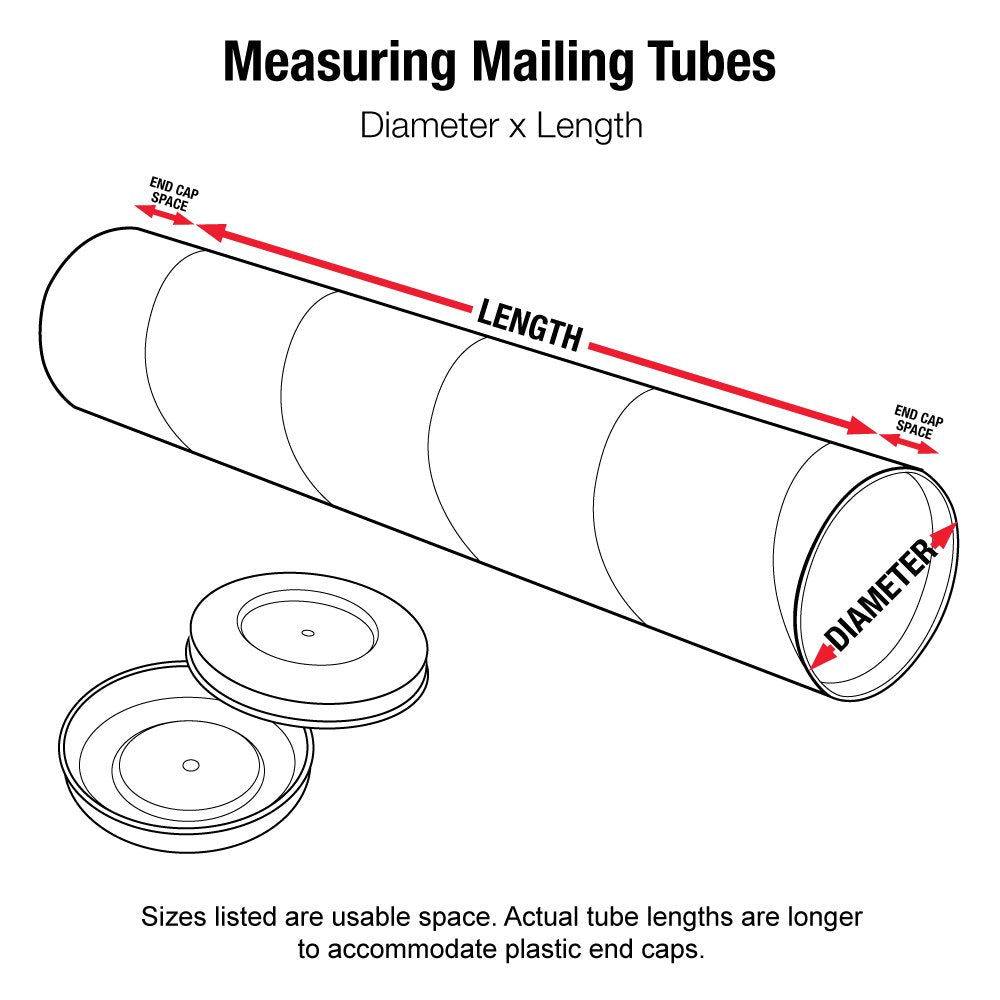 Aviditi White Mailing Tubes with Caps, 3" x 30", Pack of 24, for Shipping, Storing, Mailing, and Protecting Documents, Blueprints and Posters