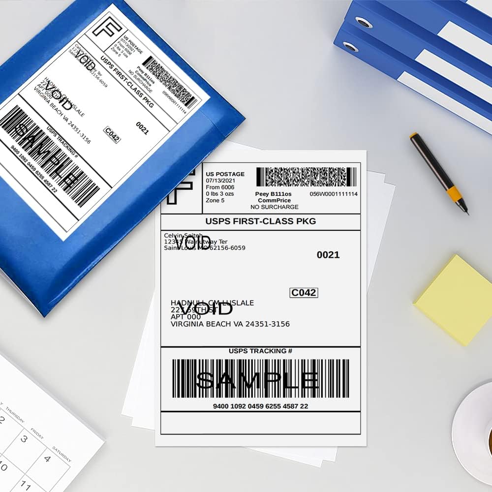 500 Fanfold Direct Thermal Shipping Labels - 4x6, Compatible with Rollo, MUNBYN, iDRPT, Polono, Zebra Thermal Label Printers