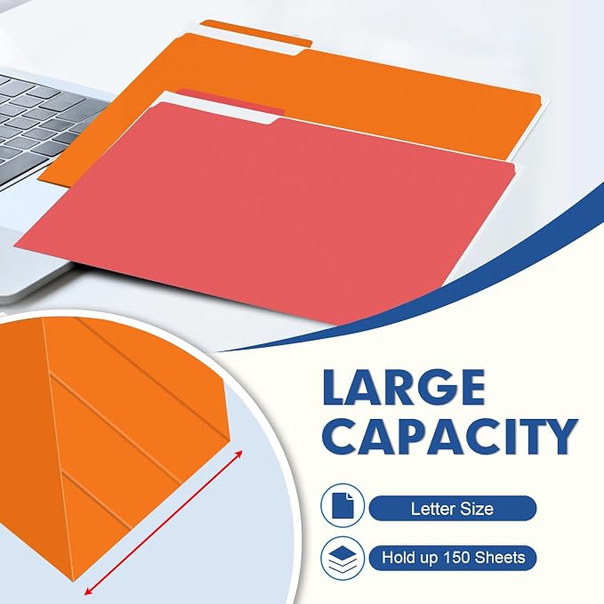File Folder, PANDRI 270 Pack Colored File Folder, 1/3 Cut Tab, Letter Size - Image 5