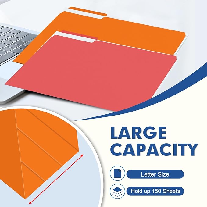 File Folder, PANDRI 170 Pack Colored File Folder, 1/3 Cut Tab, Letter Size - Image 5