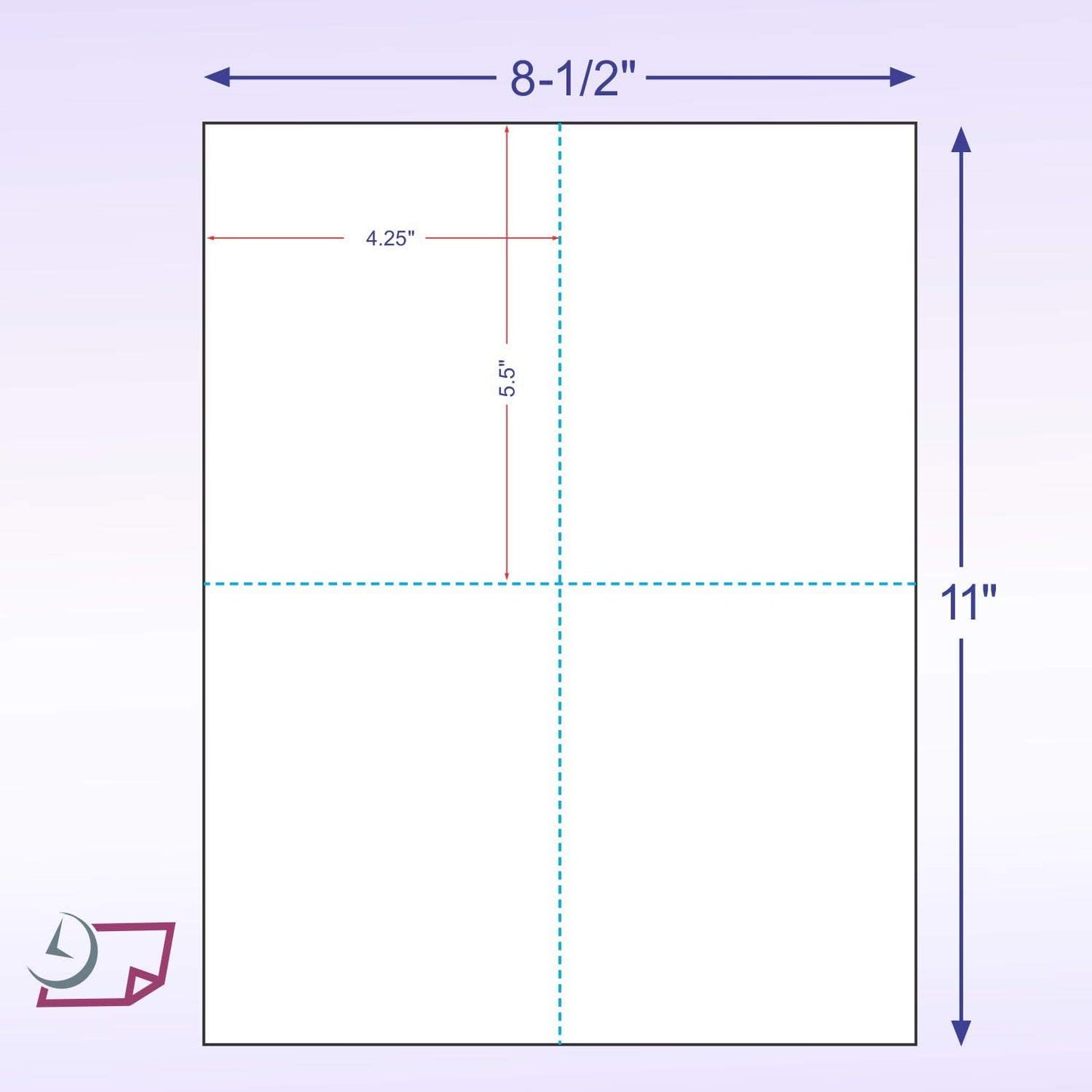 NextDayLabels - 8-1/2 x 11 Blank Perforated Paper, 24# Paper Perforated in 4 pcs, 4 Per UP Page Perforated Paper - 500 Sheets/Ream, Item #1689