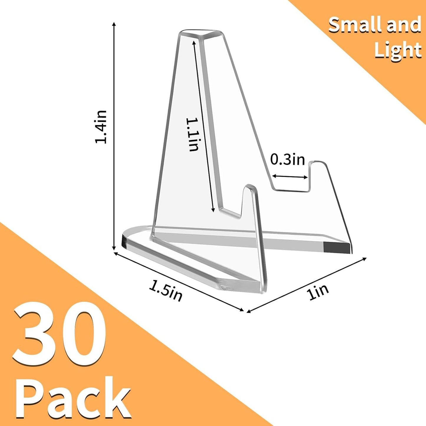Card Display Stand, 30 Pack Clear Card Stands, Arcylic Card Display, Mini Card Stands for Sports Cards, Sports Card Holder, Graded Card Display (1.4 Inch)