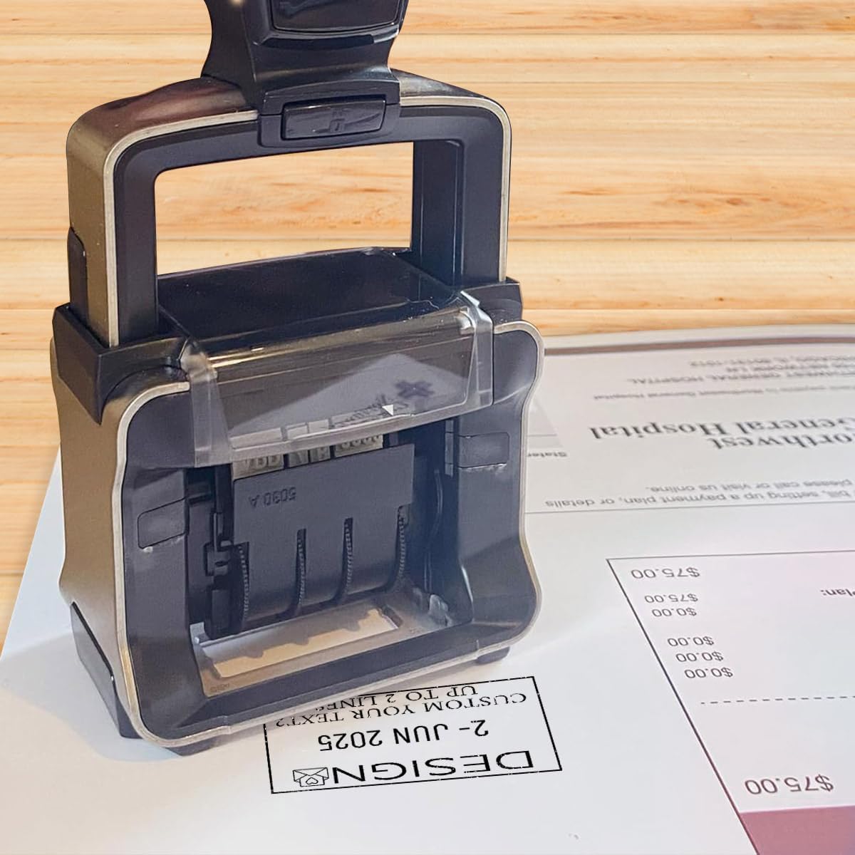 Custom Date Stamp with Personalized Text, Professional Self Inking - 4 Sizes 5 Color Inks Refill, for Paid Received Entered Stamper
