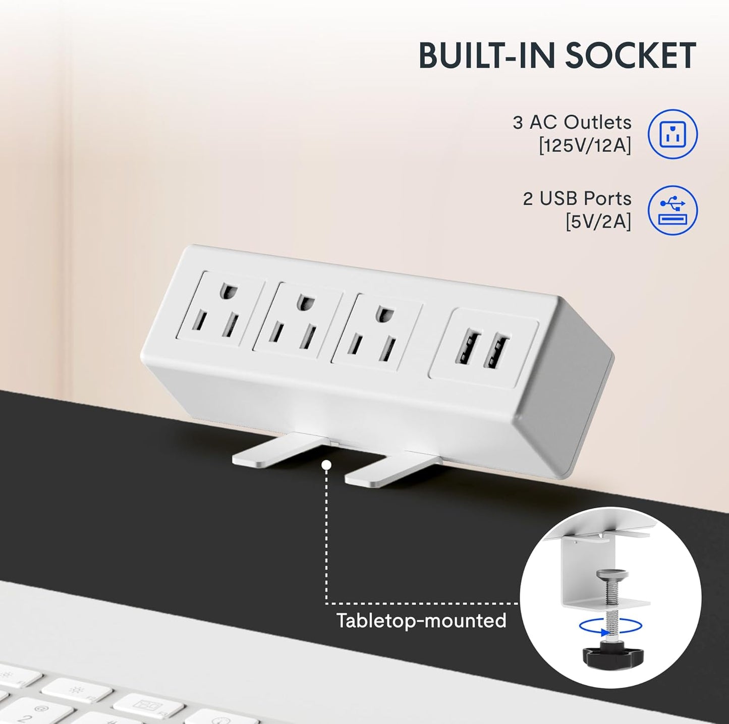 FLEXISPOT EN2 Whole-Piece Standing Desk with Clamp Power Strip, 55 x 28 Electric Stand Up Height Adjustable Desk with Cable Management (White Frame + 55" Maple Top, 2 Packages)