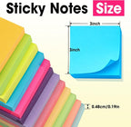 120 Pads Sticky Notes 3x3, Self-Stick Pads Bulk Bright Colors, School Supplies - Image 3