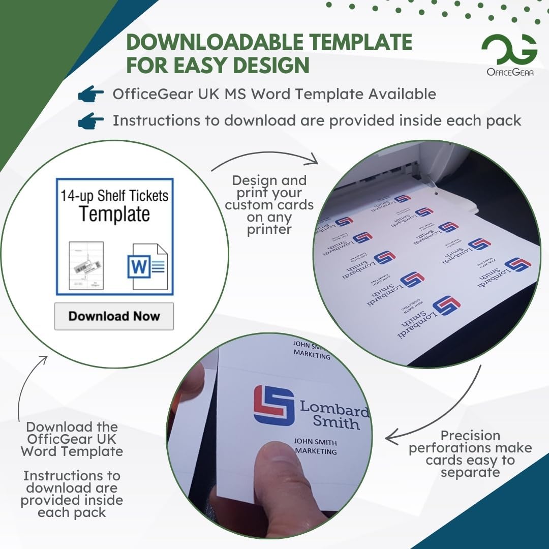 OfficeGear Shelf Edge Labels (350 Pack) 38x105mm Custom Printable A4 Card for Retail Barcodes, Price Stickers, Product Info with Template