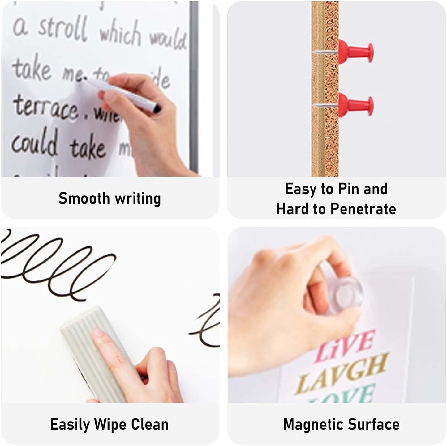 Comix Cork Board Magnetic Dry Erase Board Combo, 36 x 24 Inches Large Whiteboard and Bulletin Board Combination, Aluminum Frame Vision Board with Dry Erase Markers, Magnets, Eraser and Push Pins