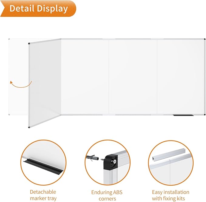 VIZ-PRO Magnetic Dry Erase Board, 120 X 48 Inches, Foldable Wall-Mounted - Image 3