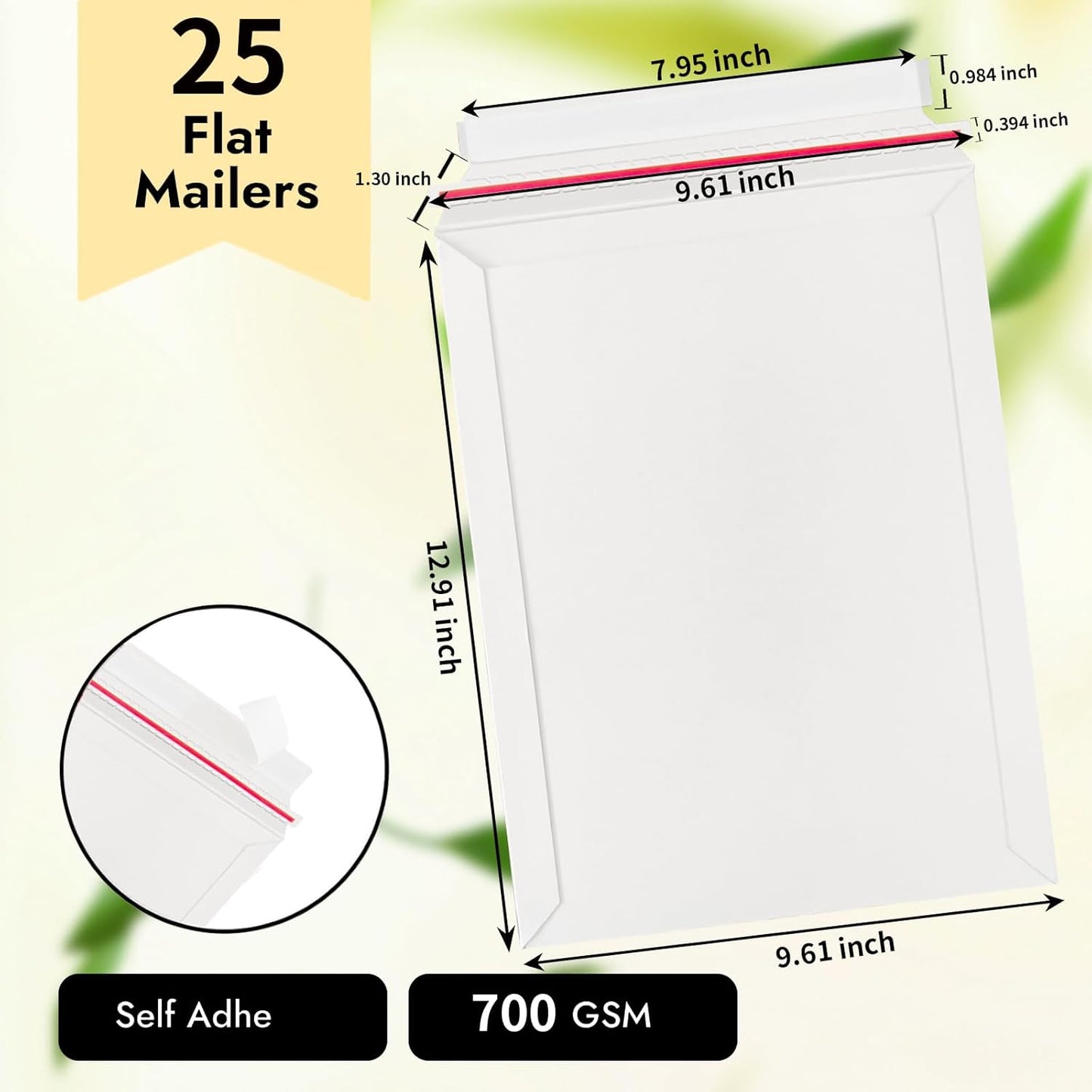 700 GSM Rigid Mailers 9x12, 25 Pack Thick Self Adhesive Stay Flat Cardboard Envelopes for Shipping Photos, Documents, Collectible Trading Cards