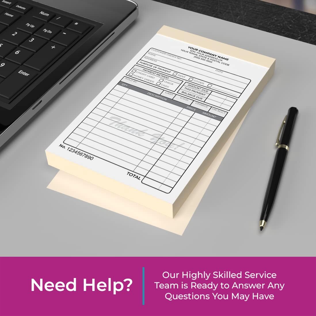 Custom 4.25" x 7" Carbonless NCR Books in 3-Part Triplicate Invoices, Receipts, Work Orders, Sales Orders, Purchase Orders, Estimates, Quote Forms with Your Company/Business Name (132 Sets)