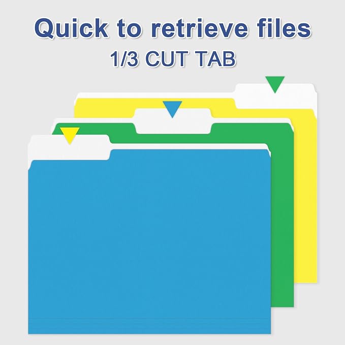 File Folder, PANDRI 220 Pack Colored File Folder, 1/3 Cut Tabs, Letter Size - Image 3
