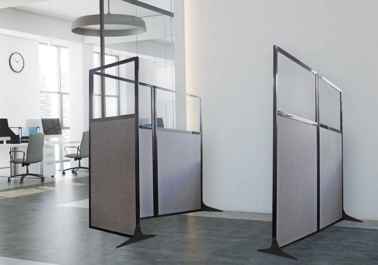 Versare Office Workstation Screen | Portable Wall Divider | Modern Cubicle | Freestanding Privacy Screen | Flexible Work Space | 3 Panels | 99" Wide x 70" Tall Dark Gray SoundSorb Panels