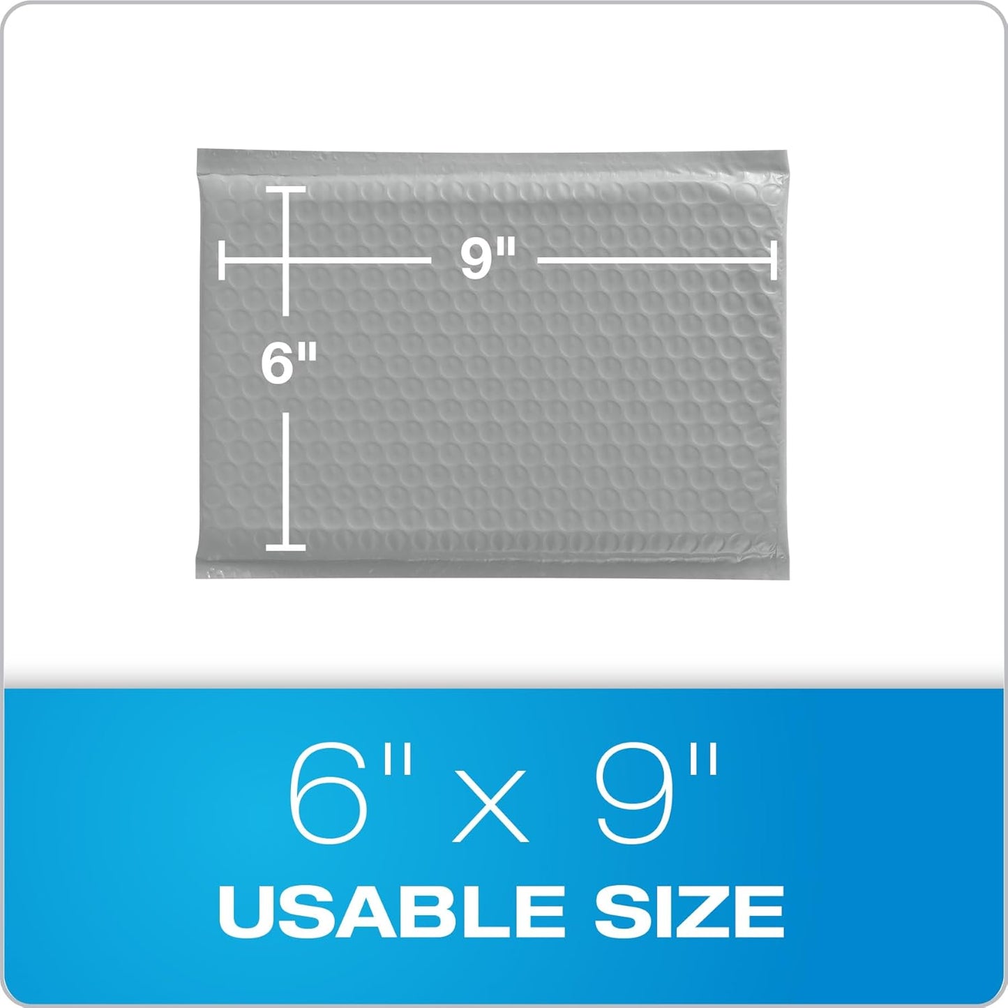 Quality Park Bubble Mailers, 6" x 9", Gray Poly Mailers, Padded Envelopes, Shipping Bags, Water Resistant, Self Seal, 50 Per Box (QUA85911)