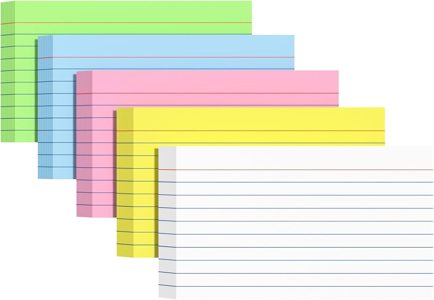 Index Cards 3 X 5, 250 Count, Colored Flash Cards For Studying, Lined Flashcards Notecards, Study Card, Ruled Front And Blank Back, Heavy Note Cards For Office, Home And School