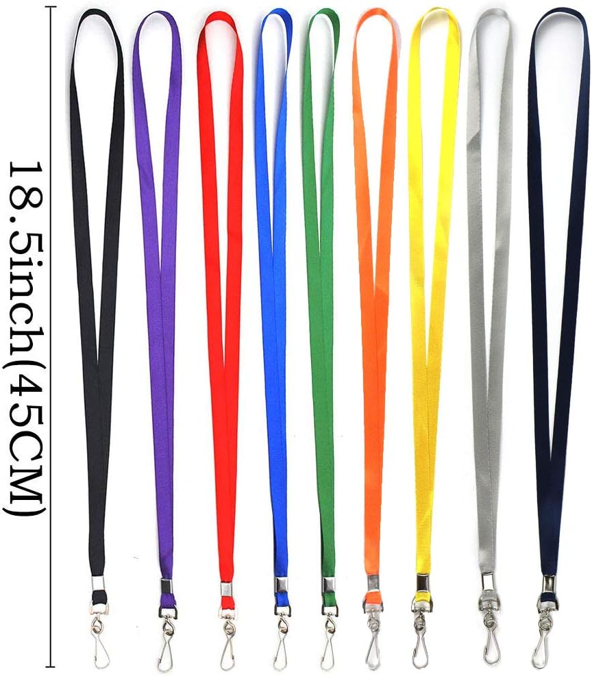 Navy Blue Lanyards 100 Pcs Lanyard for Id Badges Flat Lanyard with Badge Clip with J-Hook (Navy Blue)