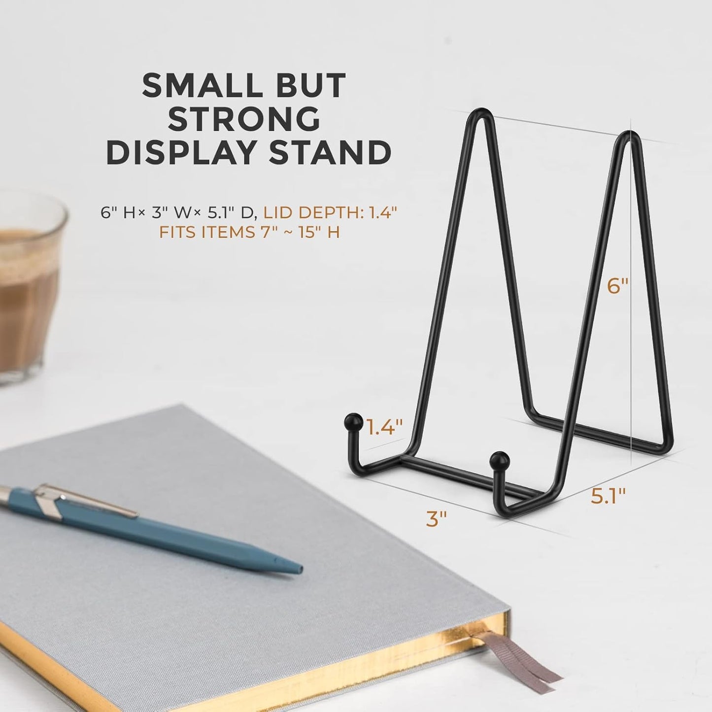 TR-LIFE 3 Pack 6 Inch Display Stands - Holder Stand for Picture, Decorative Plate, Platter, Plaque, Book, Photo Easel