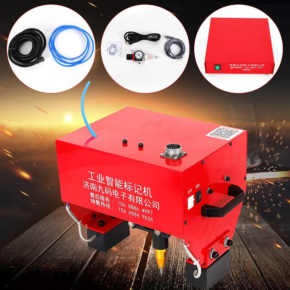 MuChaIOAK Dot Peen Marking Machine, Portable Pneumatic Handheld Dot Peen Marking Machine Tool Engraving Machine for VIN Code Chassis Number kit 110 * 70mm