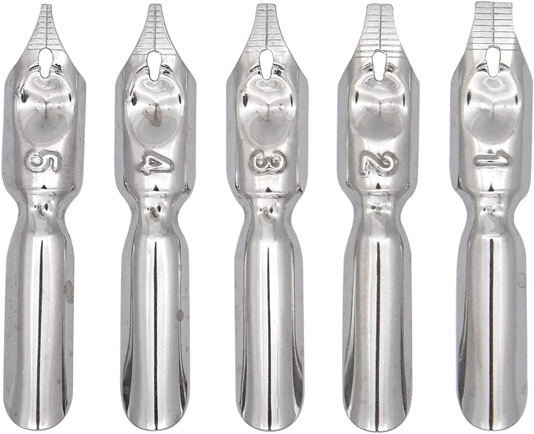 Gullor Calligraphy Feather Quill Pen and 5 Calligraphy Nibs for Beginners Kids Calligraphy Writing Quill Dip Pen Set, Black