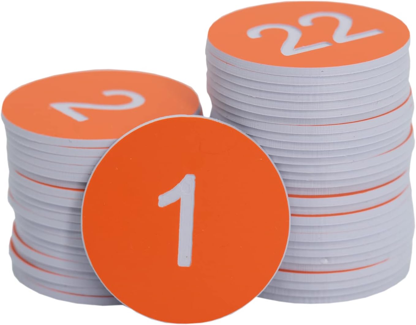 StayMax Plastic Number Tags Engraved Numbered Tags Without Hole (1-50, Orange)