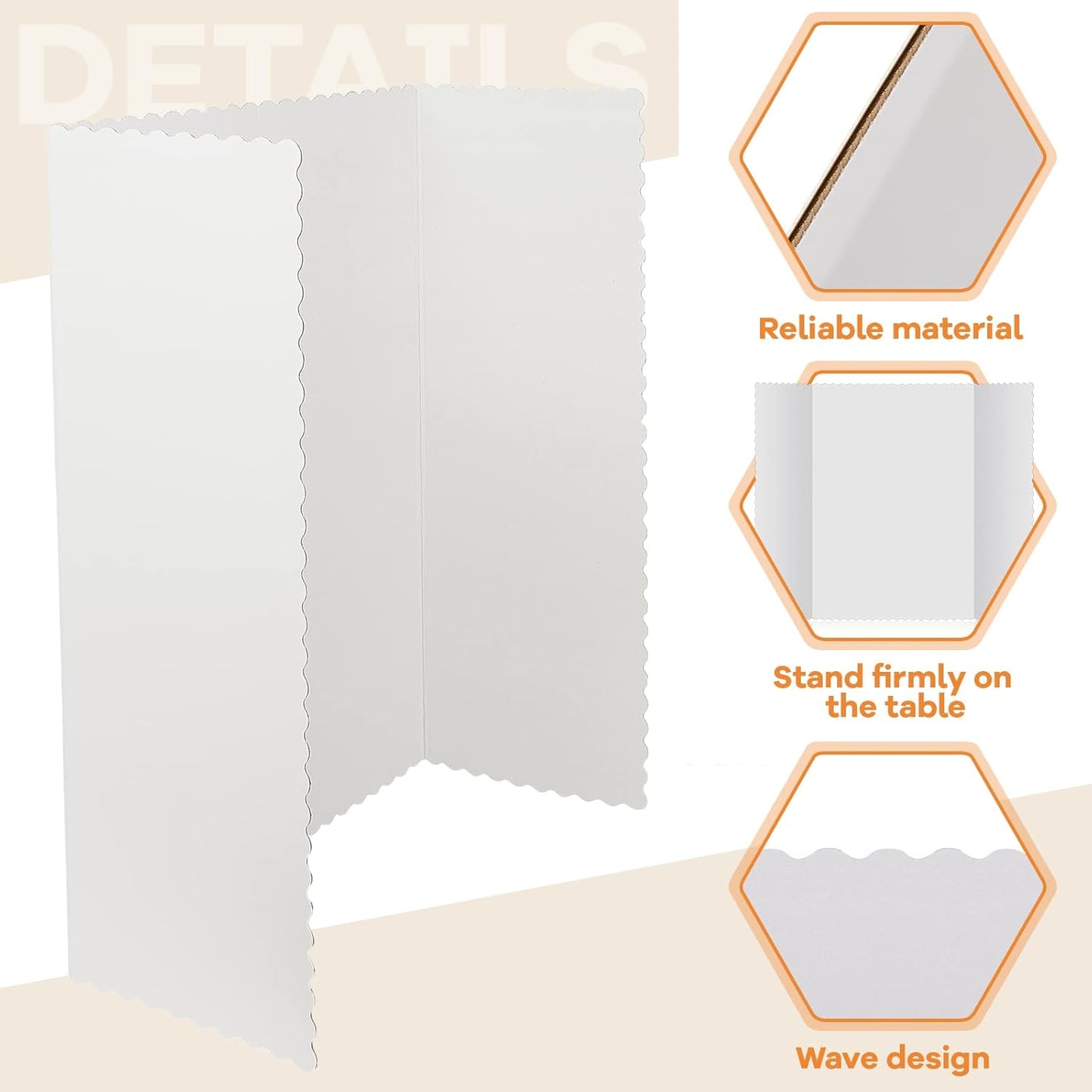 Ctosree 24 Pcs Tri Fold Board Bulk, Science Fair Project Board,Lightweight Presentation Trifold Display Poster Board, Single Wall(14 x 22 Inch,White)