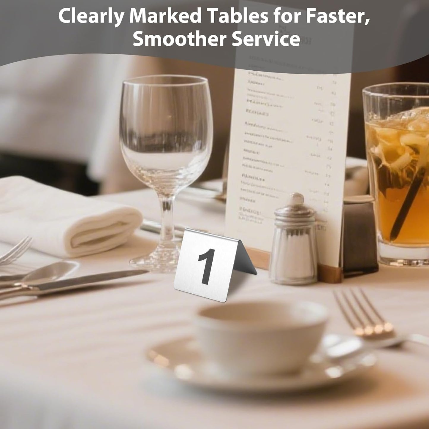 Stainless Steel Table Numbers 1-20, 2.76 x 2.76 Inch Tent Style Number Signs, Heavy-Duty Metal Table Number Cards for Restaurant, Cafe, Hotel, Large Clear Numbers, Waterproof and Rustproof
