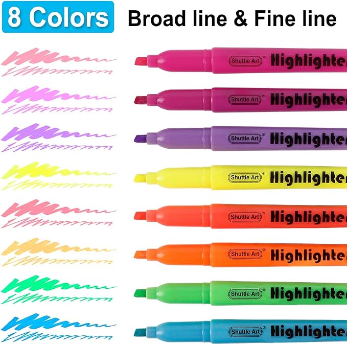 Shuttle Art 144 Pack Highlighters, Highlighters Assorted Colors Set, 8 Bright - Image 4