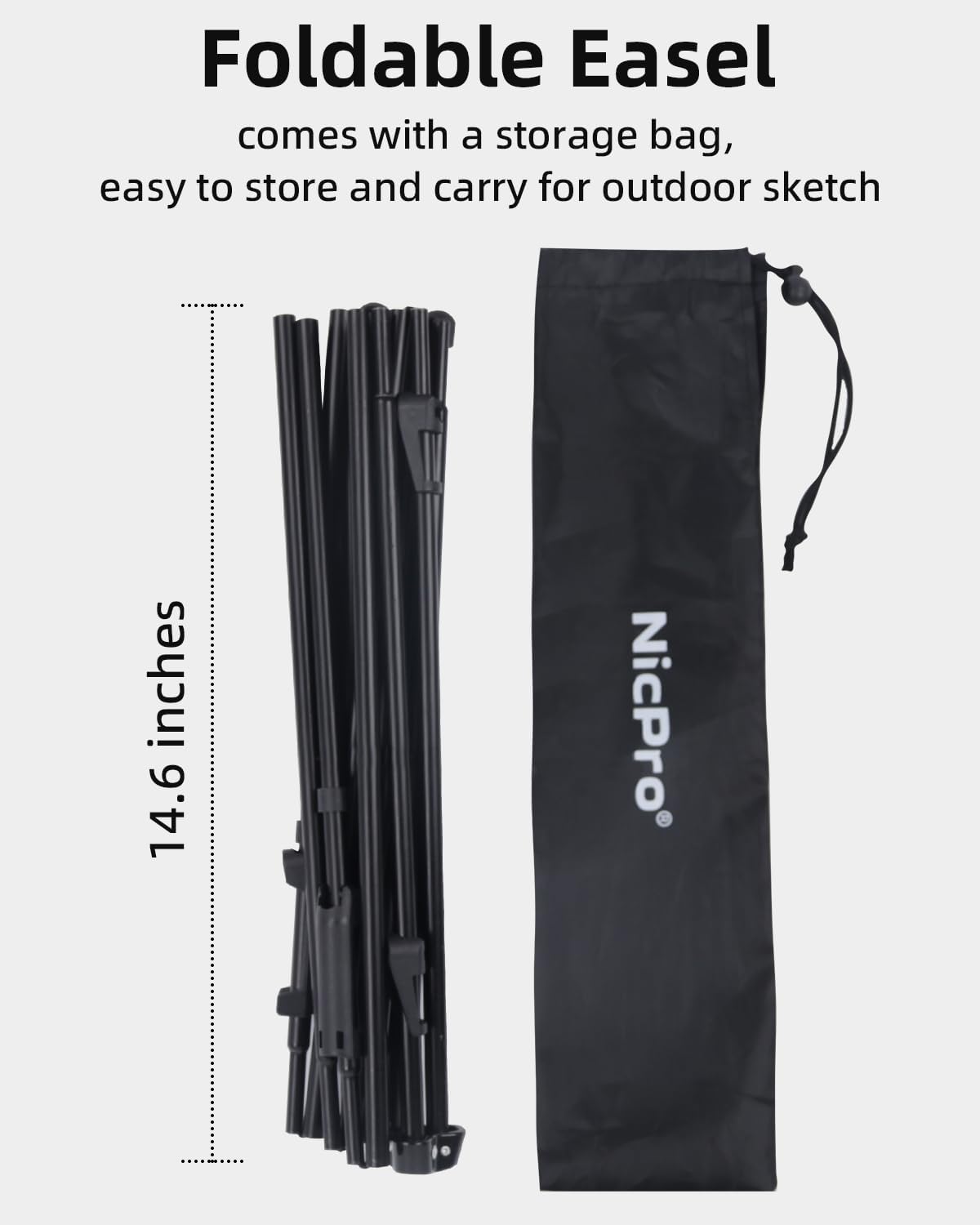 Nicpro Art Folding Easels for Display, 2 Pack 63 Inches Metal Floor Easel Stand Bulk Tripod Black Collapsible for Sign Artist Poster Wedding | with Carry Bag