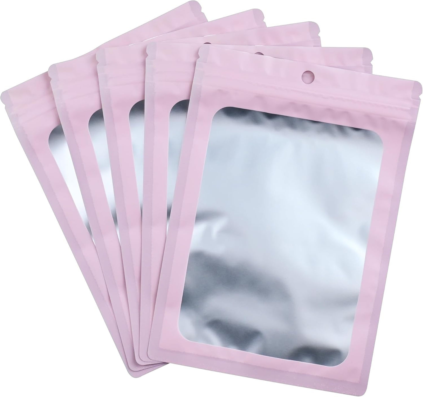 Resealable Mylar Pouch Bag Great for Office Home Party Favor Food Storage (100PCS, Pink Color, 2.4 x 4 inch)