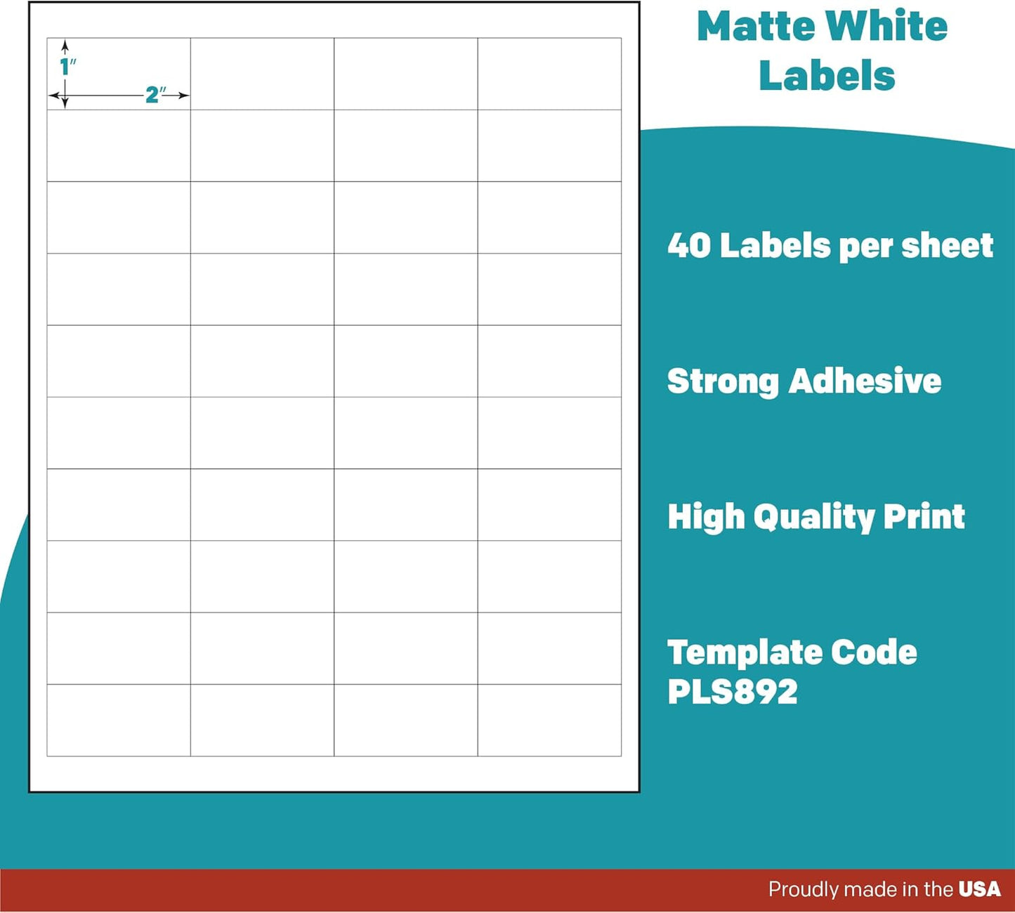 Premium Label Supply White Sticker Barcode Labels – 2" x 1" – Laser/Inkjet Compatible – (40 per Sheet), 100 Sheets – 4000 Total Adhesive Labels