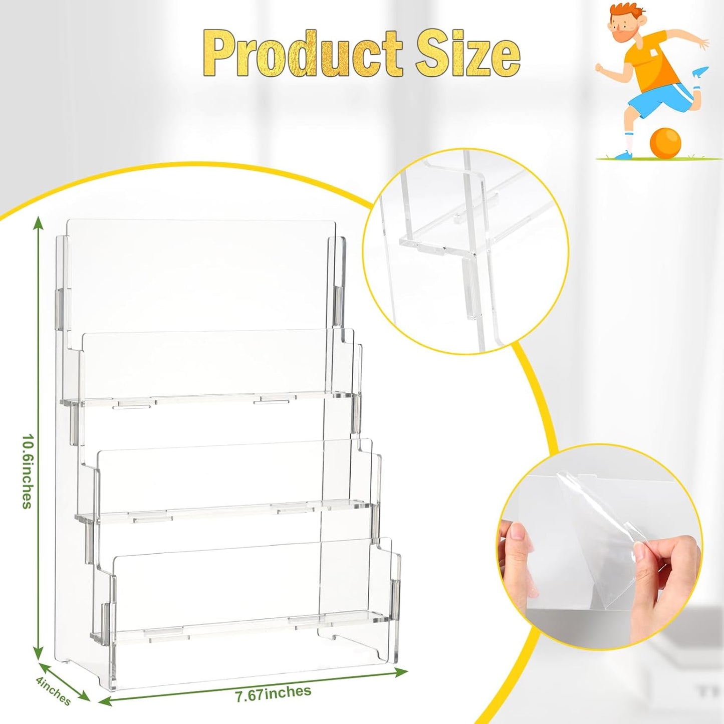 3 Tier Acrylic Trading Card Display Stand Graded Card Display Baseball Card Display Case Sports Card Display Case Magnetic Card Holder Stand Stadium Displays for Trade Shows Vendors Retail (No Cards)